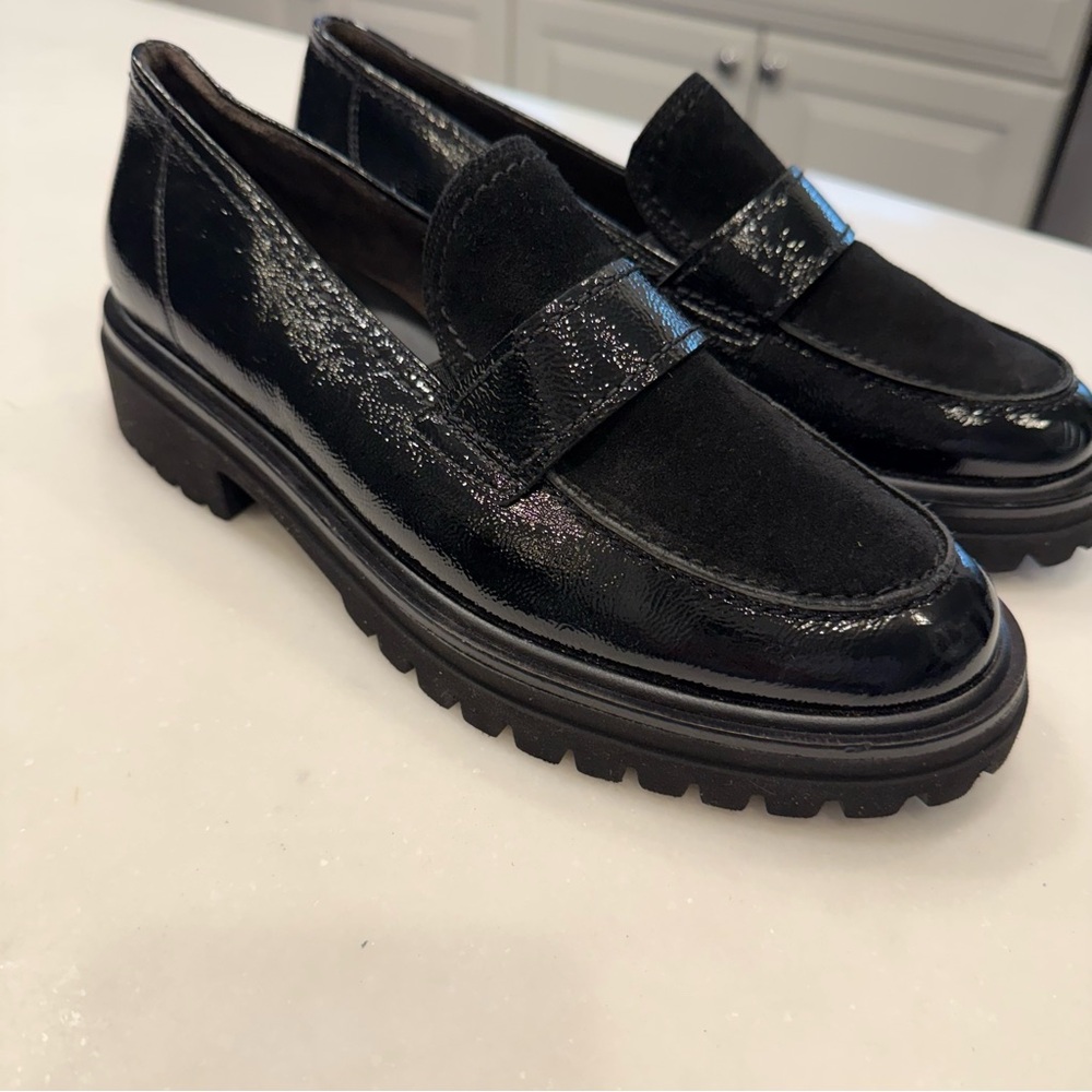 Paul Green Urban Lug Sole Loafer BLACK SHELBY LEATHER & Suede Chunky 7.5 NEW - Picture 8 of 11